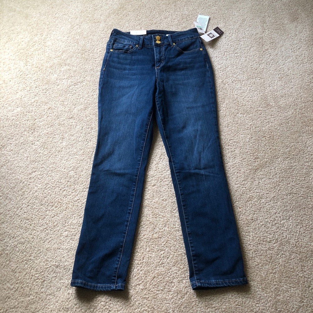 Womens Anne Klein High Rise Slim Straight Jeans Size 8P Brand New